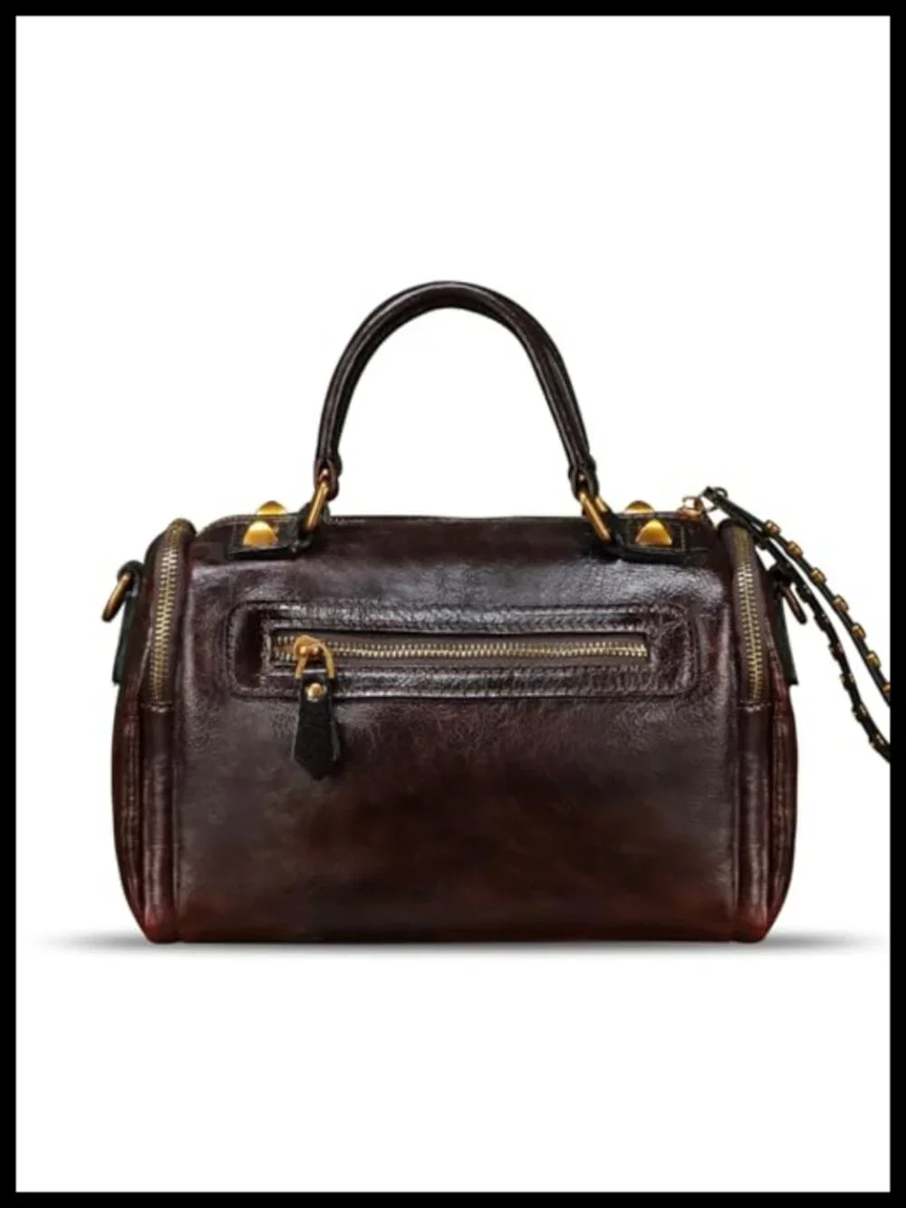 Genuine Leather Satchel Purse - Vintage Top Handle Crossbody Bag